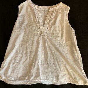 LOFT White Textured Sleeveless Blouse